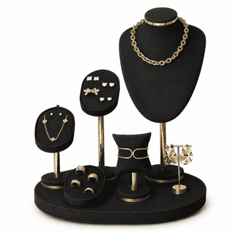 Vitrine Lux Dunny Preto - Dourado Metalizado